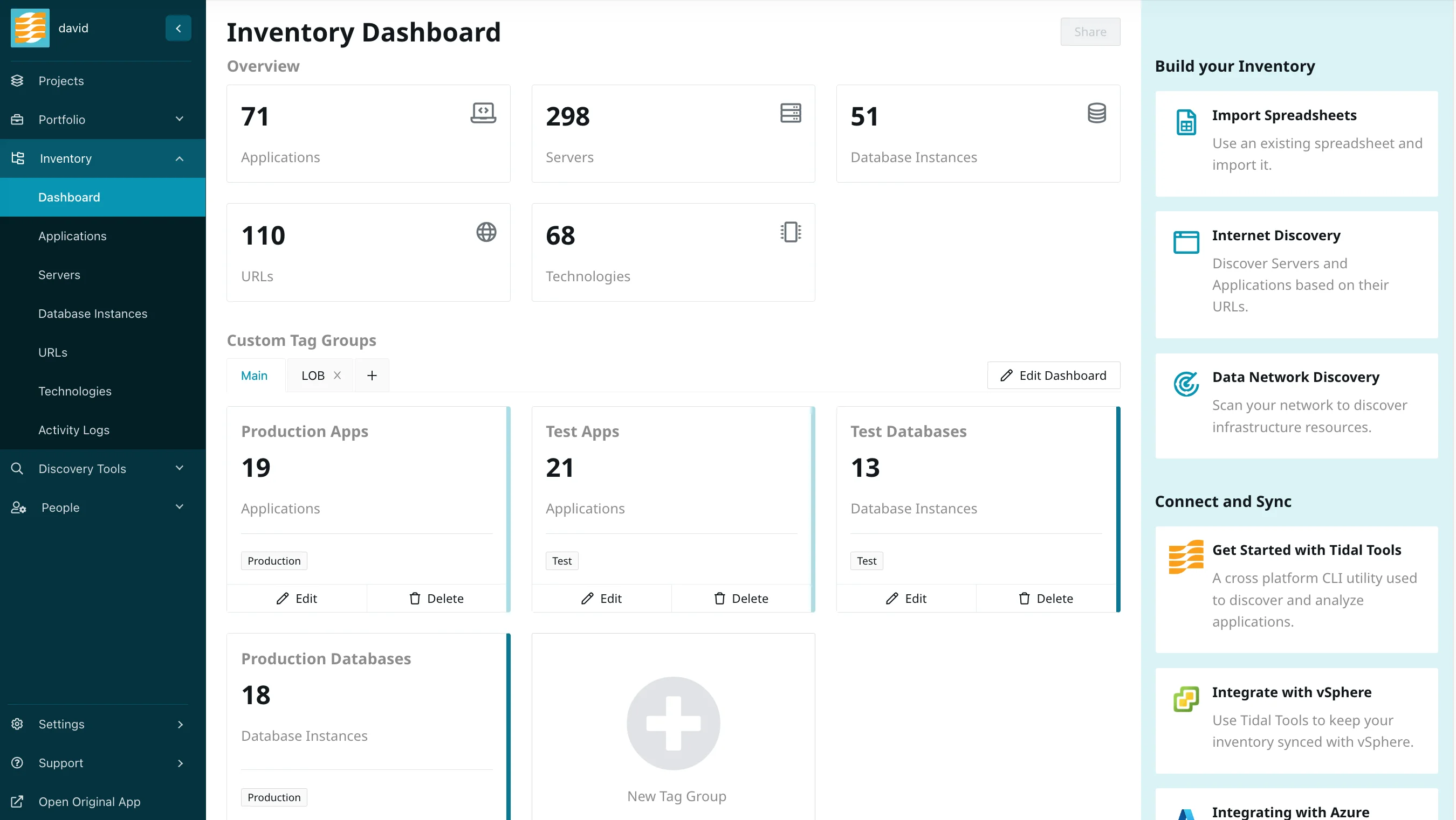 Tidal Accelerator dashboard